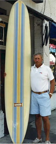 Classic Surfboards Charlie Bunger with 60's Dewey Weber Longboard