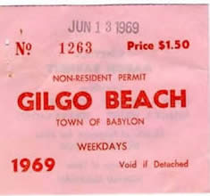 Gilgo Beach Parking Permit.  Town of Babylon.  East Coast Surfing Memorabilia